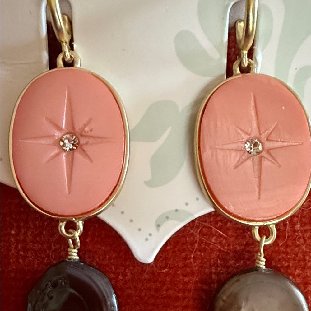 Spartina 449 Linden Dangle Earrings Pink Mother of Pearl - Picture 3 of 8